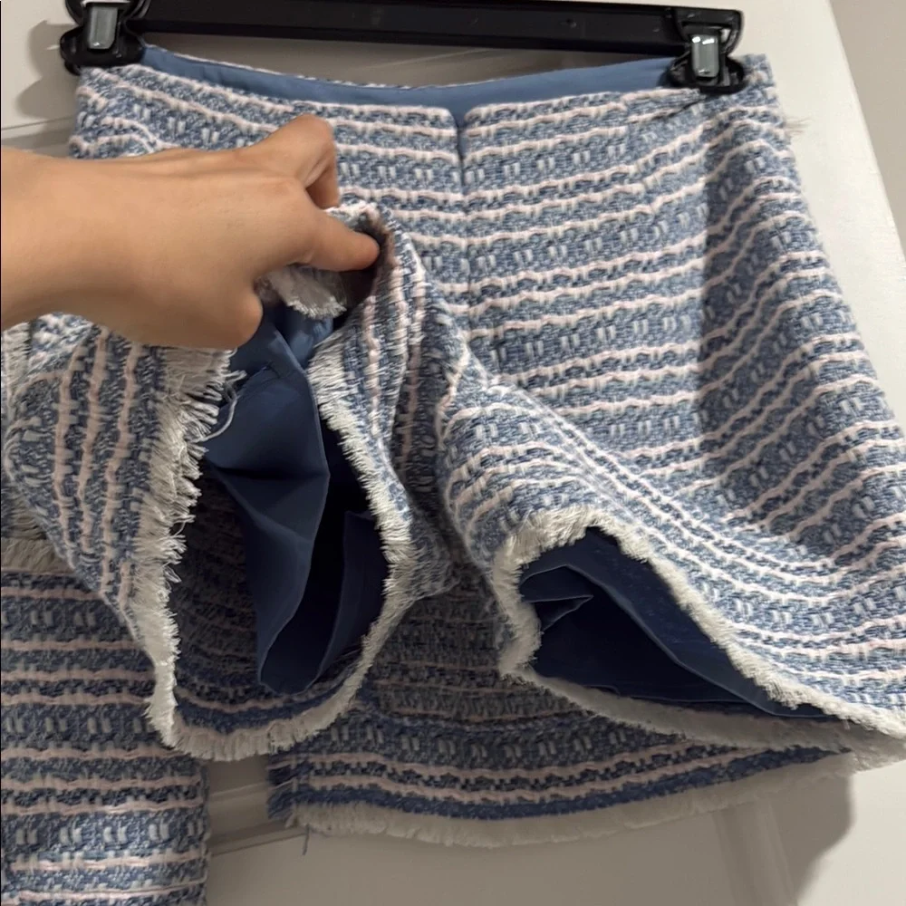 House of Harlow 1960 Blue and White Tweed Crop Top & Skort Set